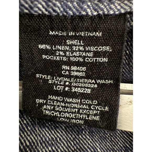 Theory Livedale Wide Leg Crop Pants Women Size 4 Blue Tierra Wash Linen Blend - Picture 10 of 11